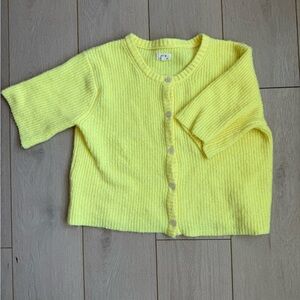 Aerie Soft Yellow Knit Button-Front Cardigan - M